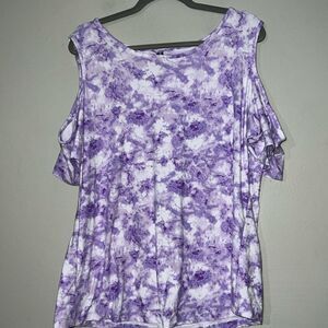Kristin Nicole purple tie-dye cold shoulder blouse